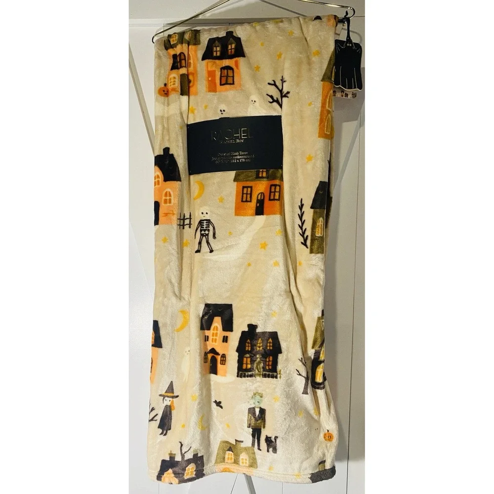 Rachael Roy Halloween Haunted House Skeleton Gothic Super Plush Throw 60x70-NWT